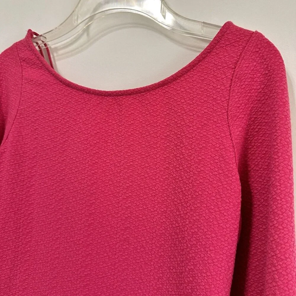 Free People Strappy‎ Back Textured Top S Pink Long Sleeve Criss Cross Trendy NEW
